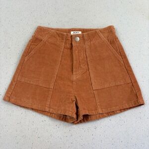 Roxy Womens Corduroy Shorts Brown 24 High Waisted Gorpcore Retro Skater